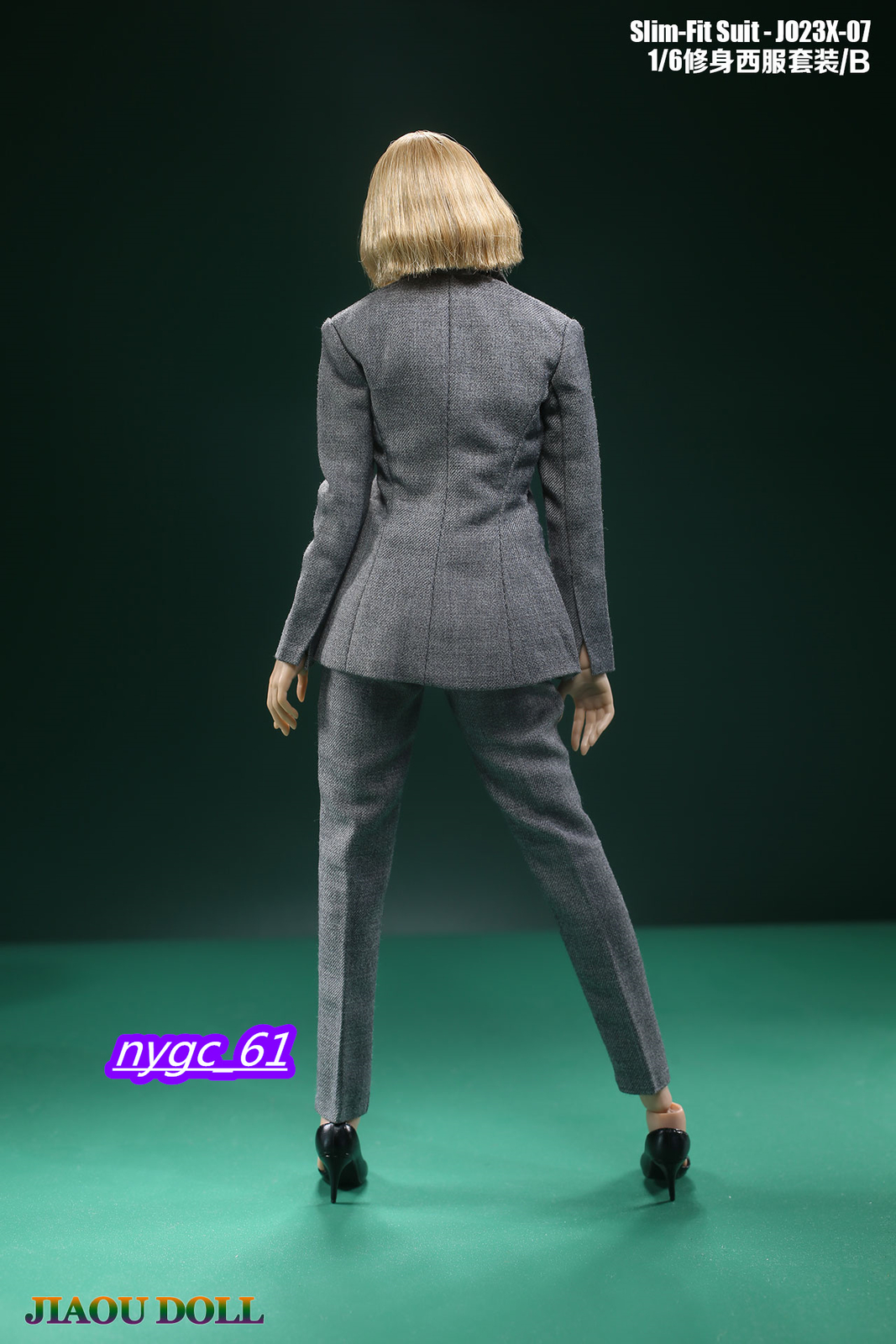 1/6 Gray Slim Suit Coat Trousers Vest Clothes Fit 12 » Female PH TBL Body doll