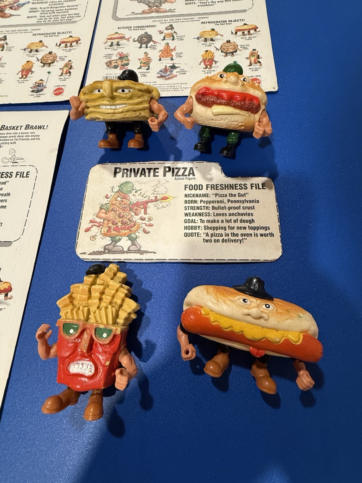 🔥 Vintage Mattel Food Fighters Lot of 4 plus cardboard cards🔥🌭