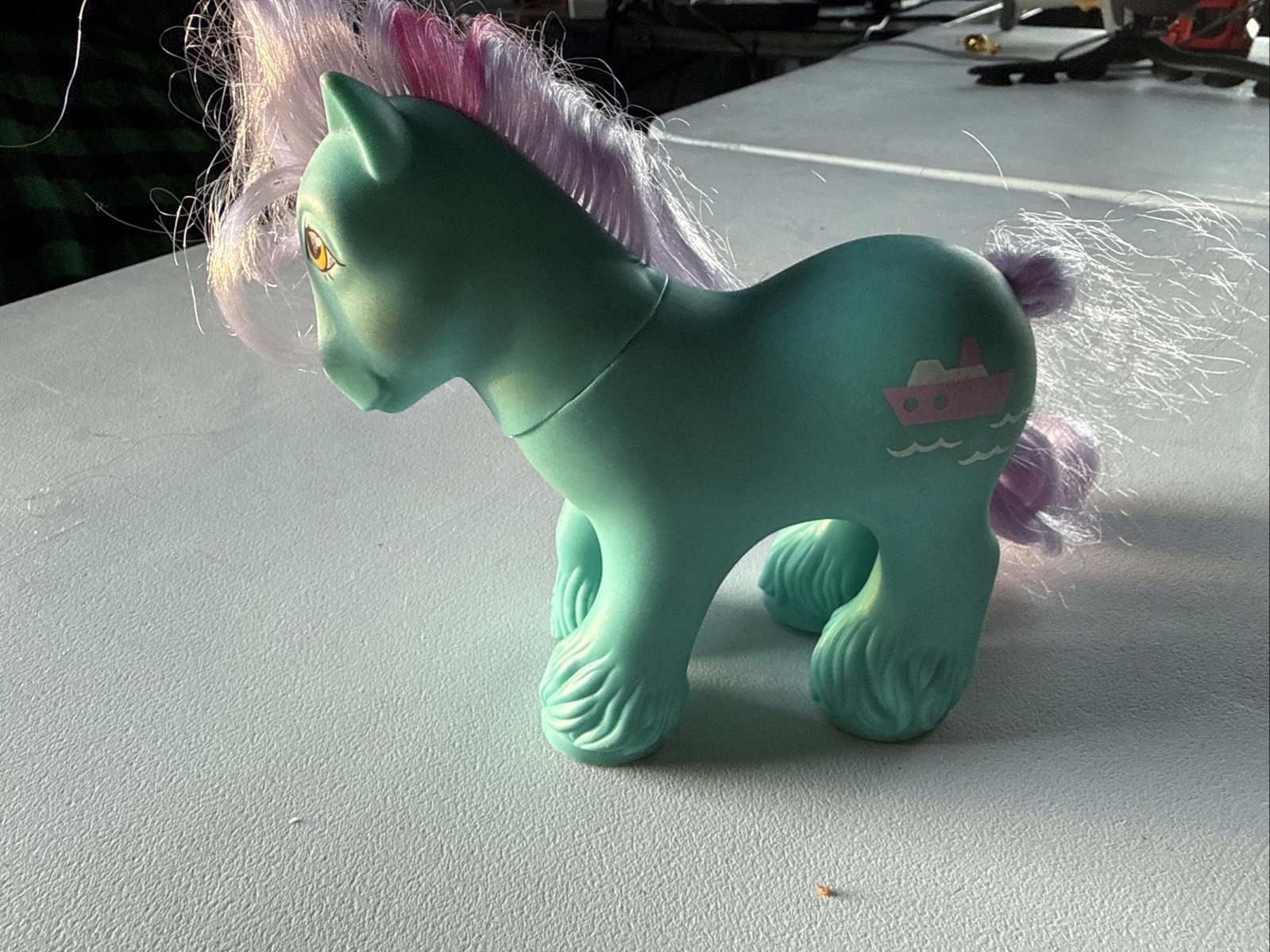 Vtg 1980s MLP G1 My Little Pony Big Brother Pony Salty sailor Blue Clydesdale