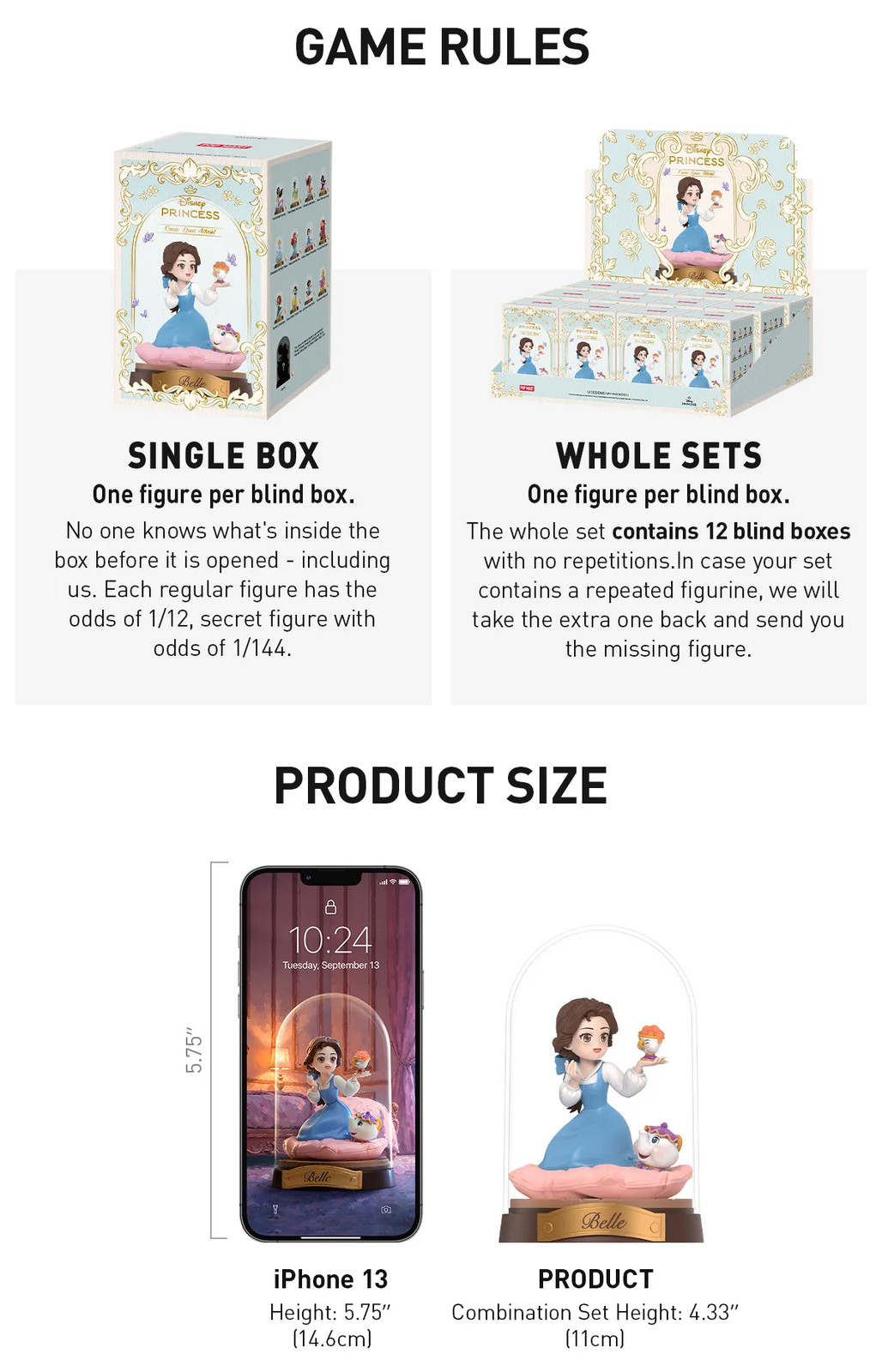 Authentic Disney Princess Create Your World Series Blind Box Figures 4.33inches