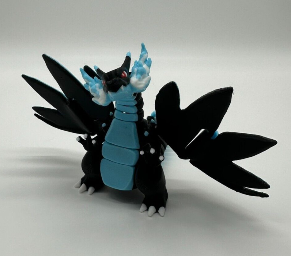 3D Printed Multi-Color Mega Charizard X Articulated Flexi Toy – Flexi Figure