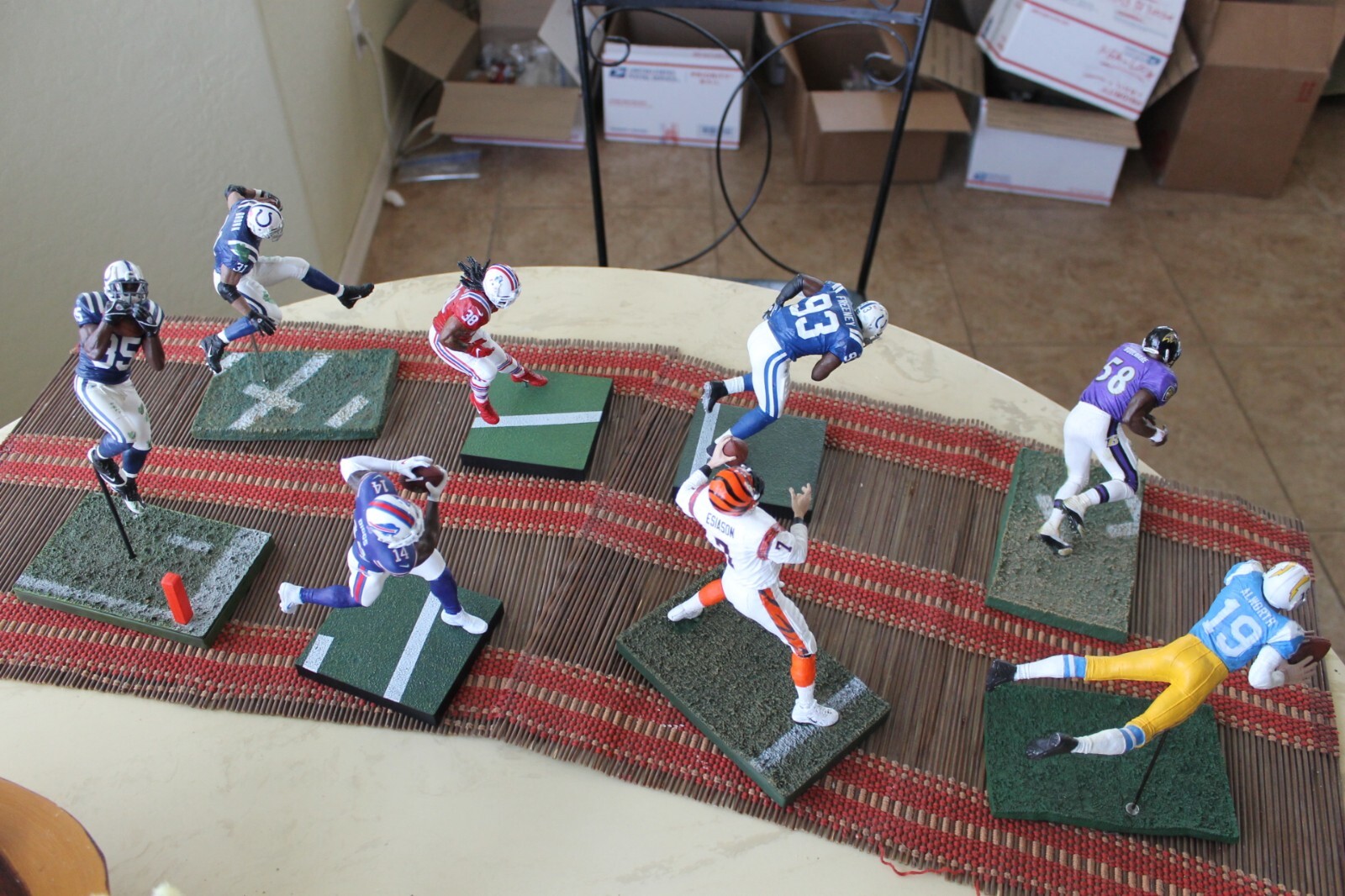 CUSTOM NFL MCFARLANES: BURROW, BOULWARE, DIGGS, JONES, RIGGINS, STEVENSON, COLTS