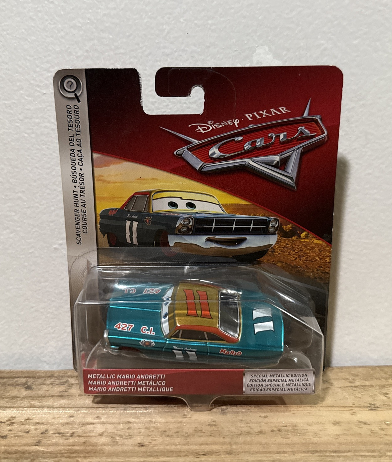 Mattel Disney Pixar Cars Metallic Mario Andretti #11 Scavenger Hunt