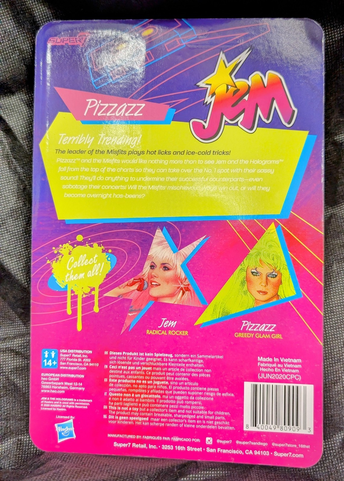 Super7 Jem- Pizzazz Reaction Figure ERROR Card!! OOAK Cartoon Toy!