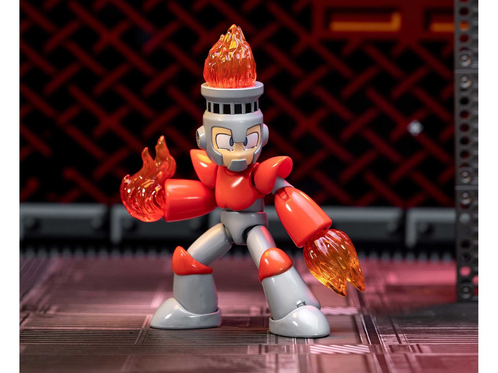 FIRE MAN 5.5&Prime; MOVEABLE FIGURE W/ACCESSORIES & ALTERNATES MEGA MAN BY JADA 34222