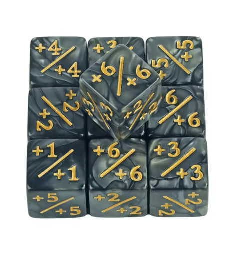 10pcs D6 Six-Sided Dice Set +1/+1 & -1/-1 Counters for Math & Card Games