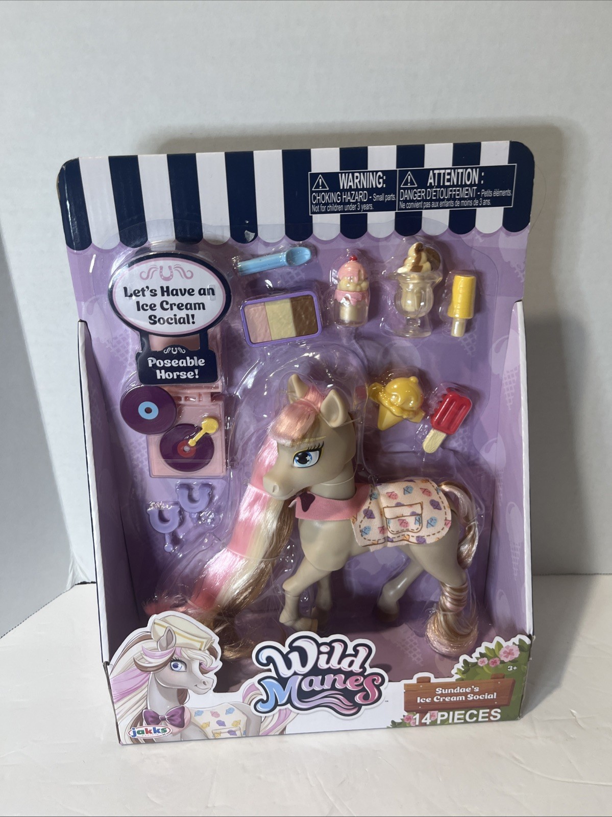 Wild Manes Sundae&rsquo;s Ice Cream Social Poseable Horse Pony Toy 14 Pieces – NIB