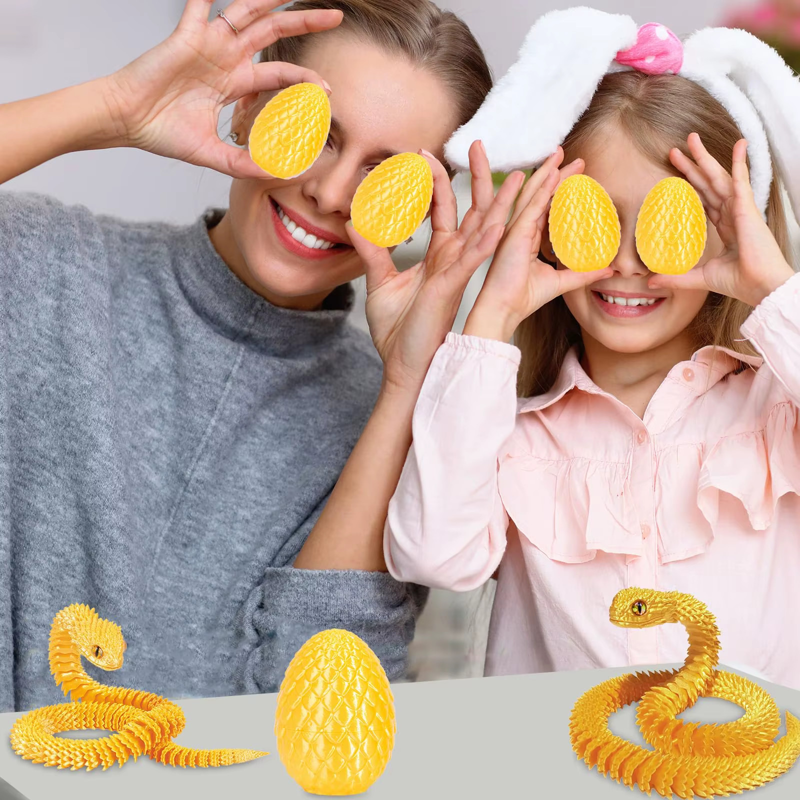 3D Printed Snake Egg with Flexible Inner Hinge Animal Toy, Movable Joint Surpris