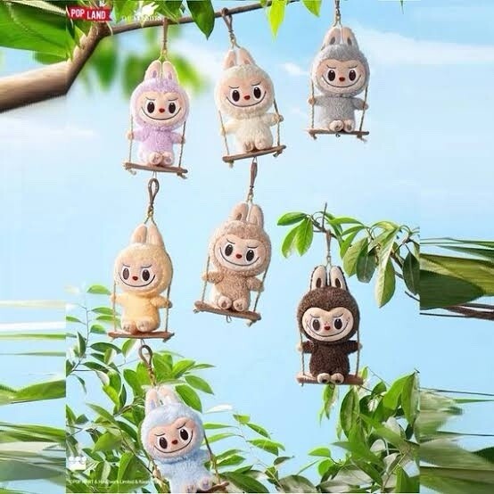 POPMART POPLAND 7&Prime; Labubu Timber Workshop Playing Swing Plush Large Blind Box