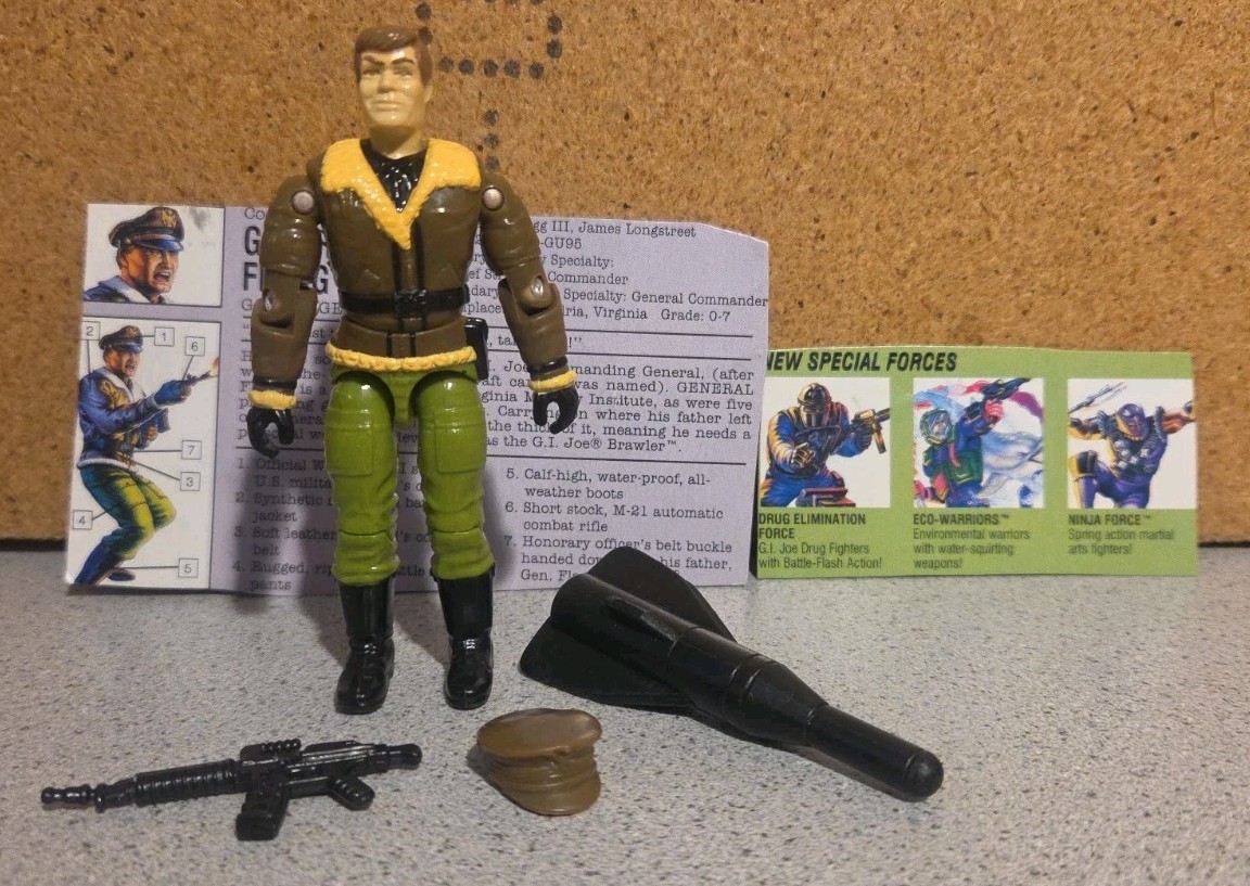 Vintage Gi Joe 1992 Battle Corps General Flagg v2 Figure Brown Jacket Hasbro