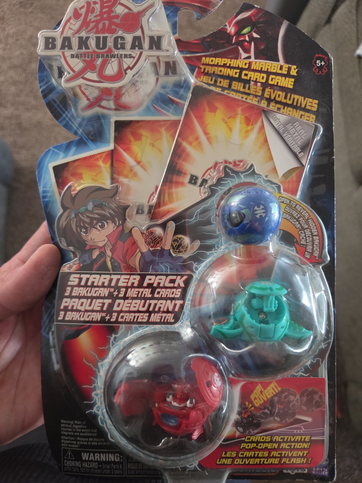 Vintage 2007 Bakugan Series 1 Starter Aquos Preyas, Ventus Saurus, Pyrus Gorem
