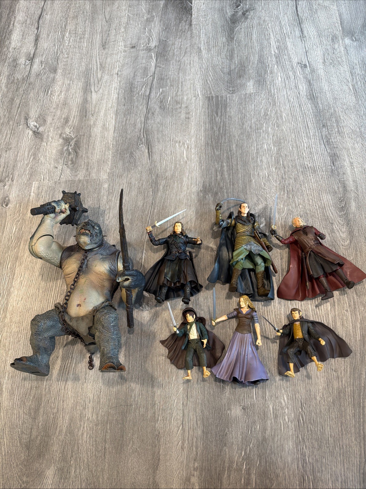 Lot of 7 2000s NLP Lord of The Rings FiguresMissing Some Accessories Troll Works