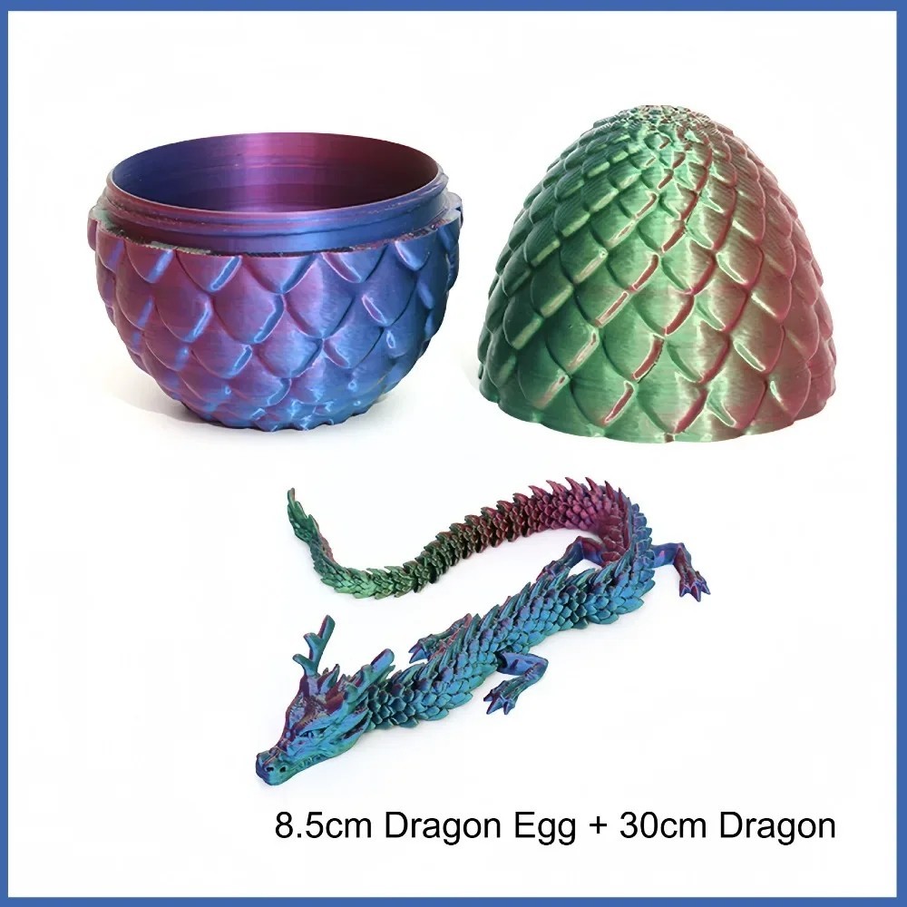 3D Printed Dragon in Egg Night Spirit Articulated Dragon