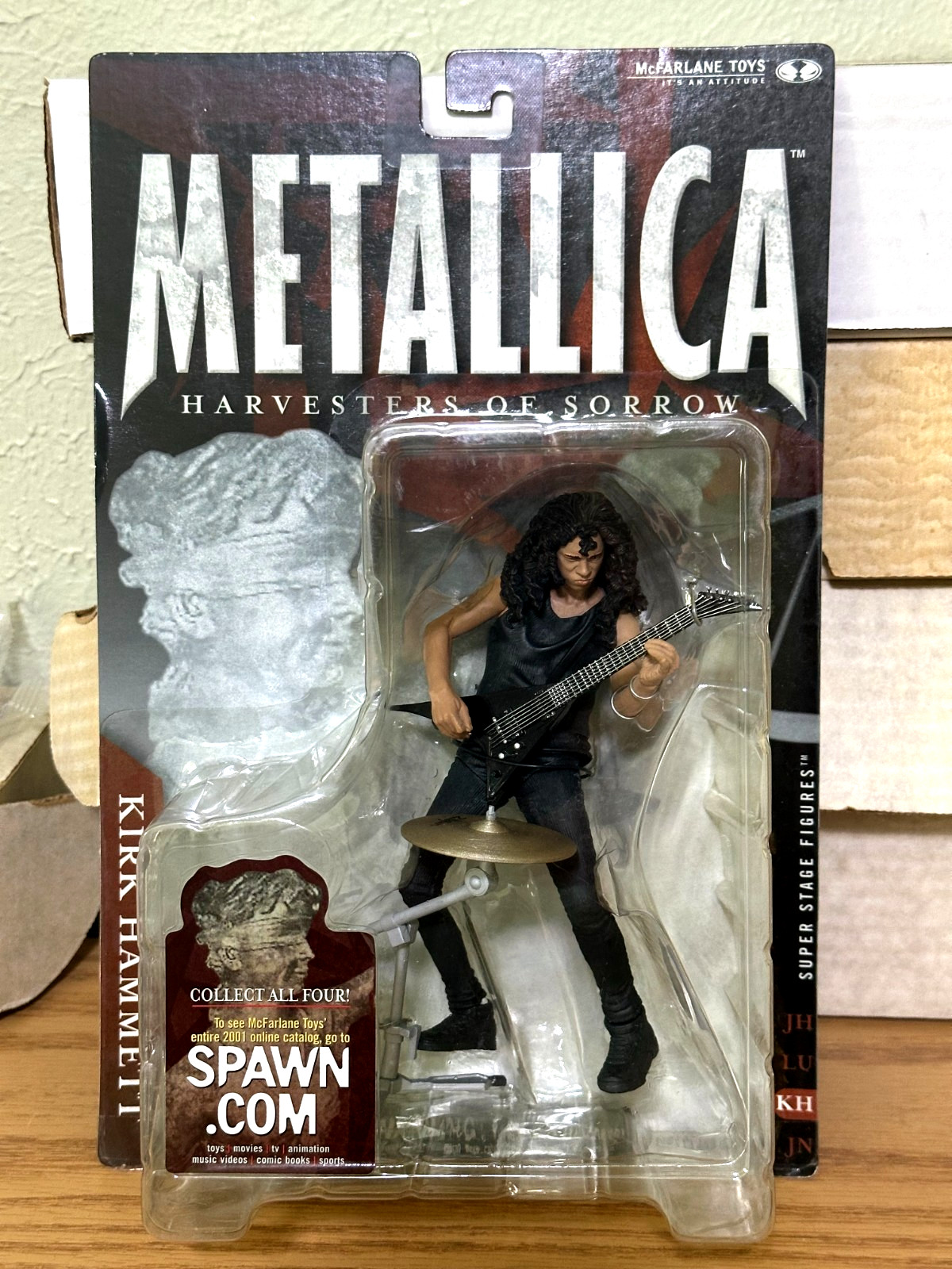 2001 McFarlane Toys METALLICA HARVESTER OF SORROW Kirk Hammett Guitar EXC COND!