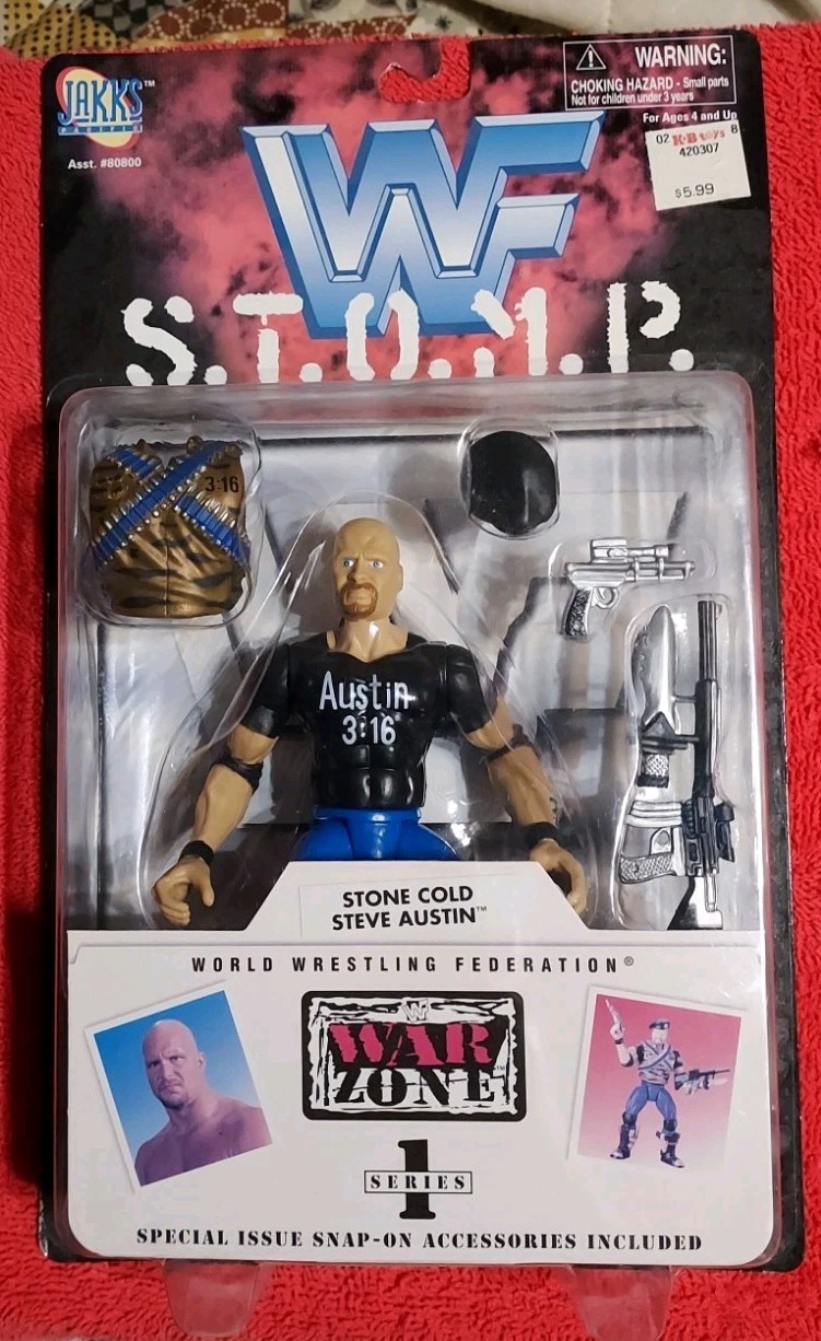 Vintage 1997 JAKKS Pacific WWF STOMP Stone Cold Steve Austin War Zone Series 1