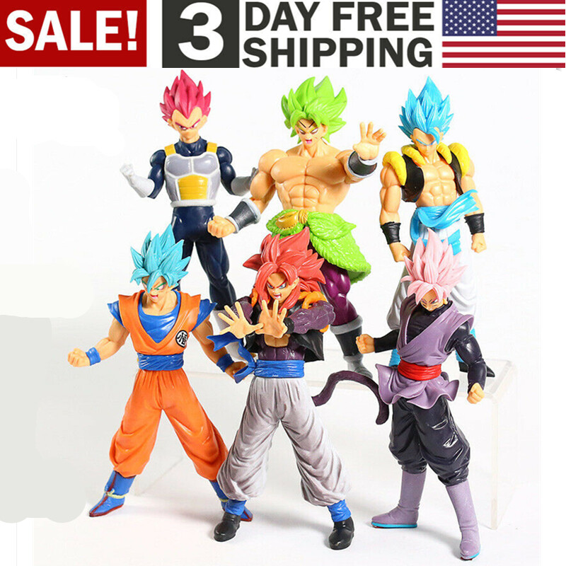 6PCS Dragon Ball Z Figures Set Saiyan Goku Son for Kid Boys Xmas Gift ,7inch