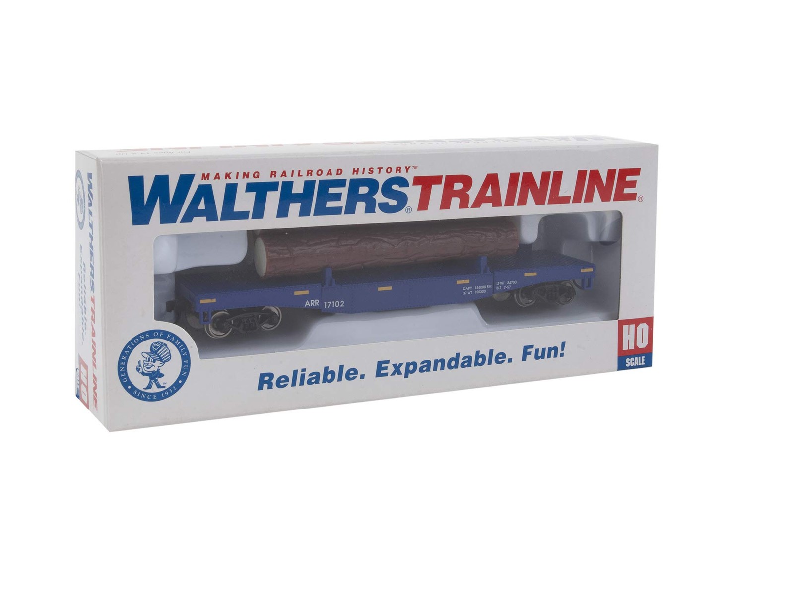 Walthers Trainline HO Scale Model Log Dump Car with 3 Logs – Ready to Run Alaska