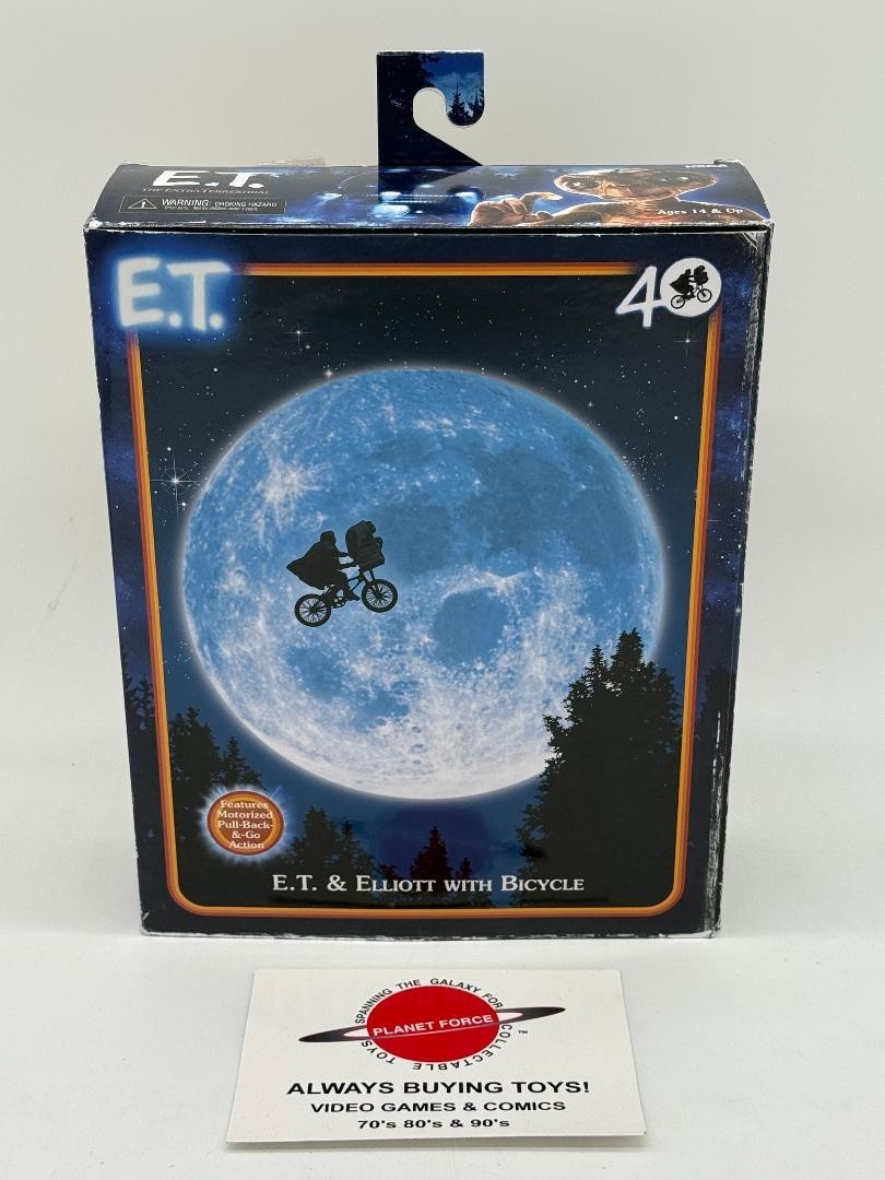 E.T. & Elliot w/ Bicycle NECA Figures Complete in Opened Box