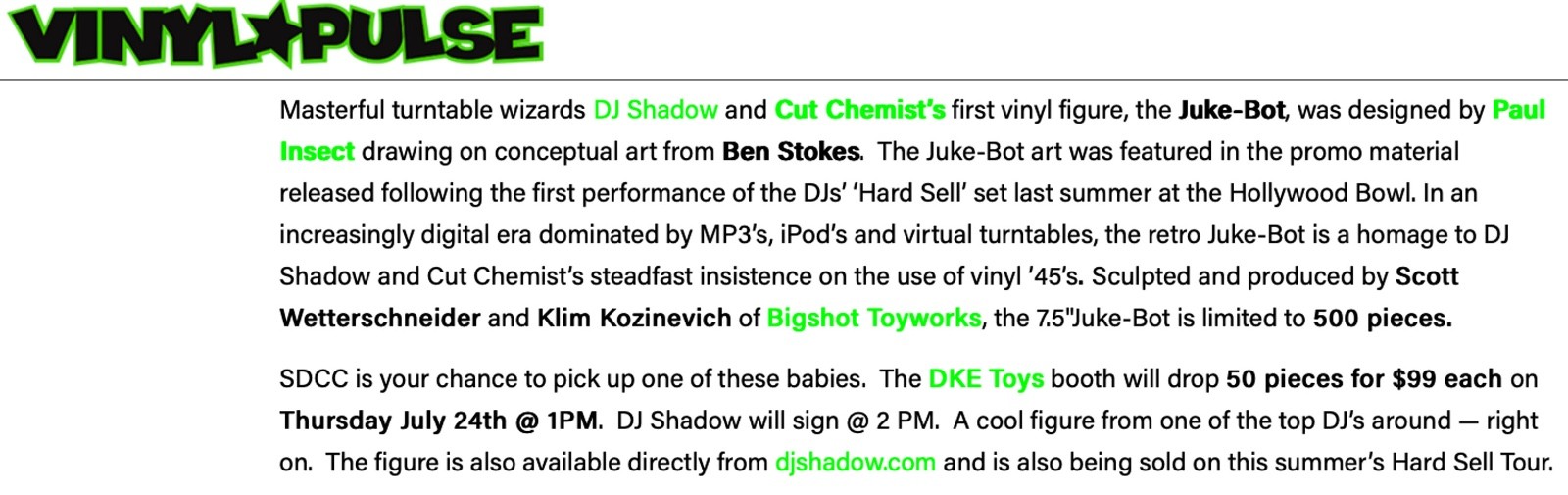 DJ Shadow & Cut Chemist&rsquo;s Juke-Bot Vinyl Art Toy Lot of 2 2008 Bigshot Toyworks
