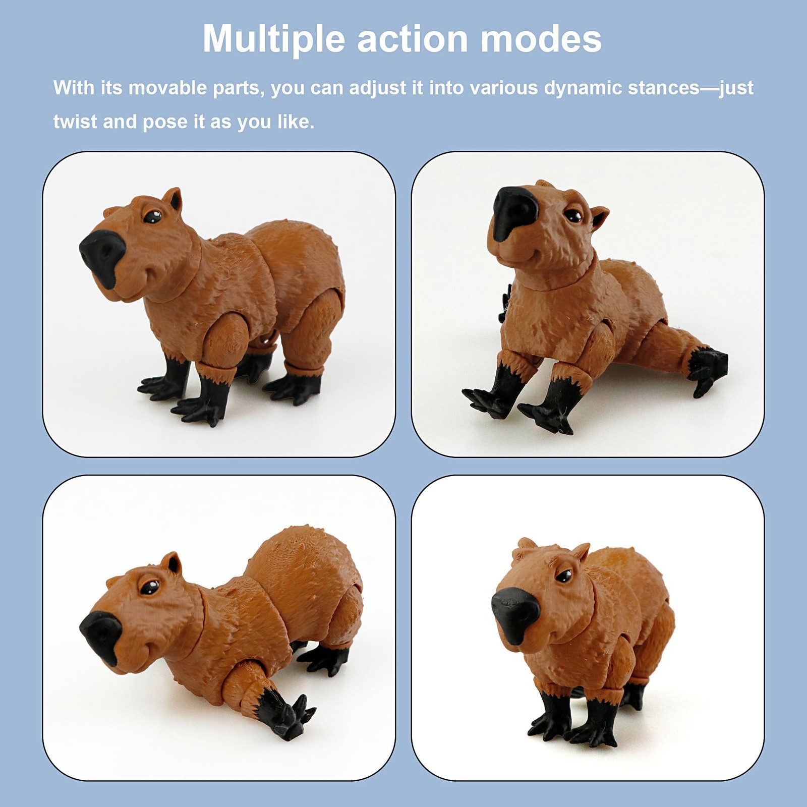 3D Printed Animals Capybara, Flexible Articulated Poseable 3D Printed Animals…