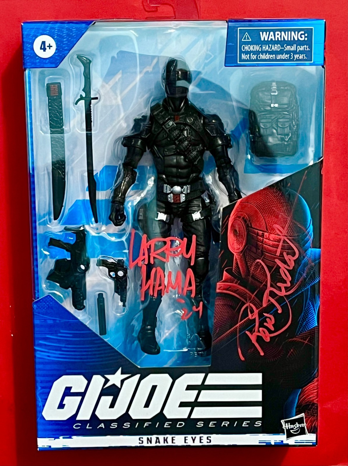 Rare SNAKE EYES #02 G.I. Joe Action Figure signed by Larry Hama and Ron Rudat
