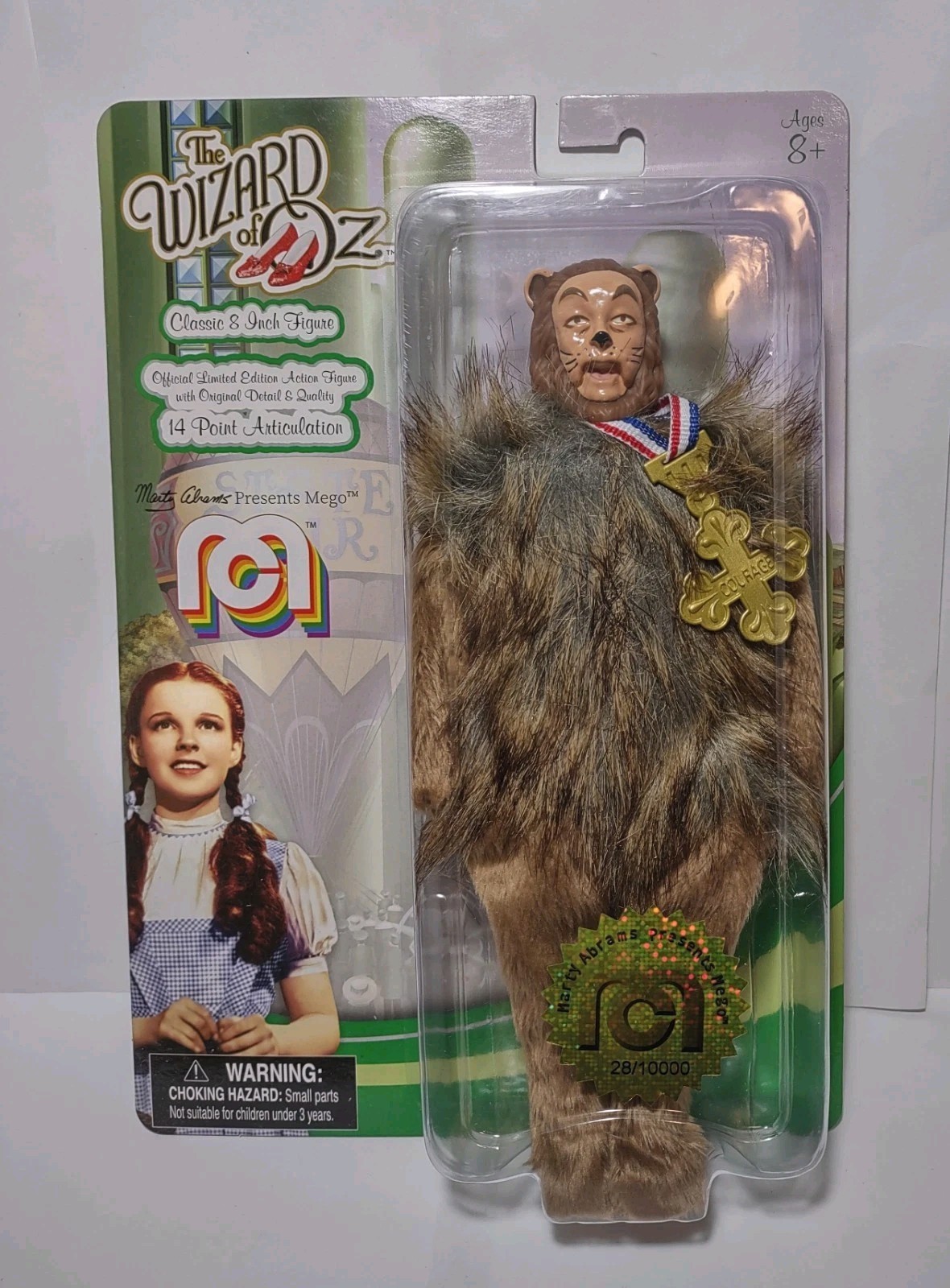 Mego The Wizard Of Oz Cowardly Lion 8&Prime; Figure #28/10,000 LE Courage Medal New