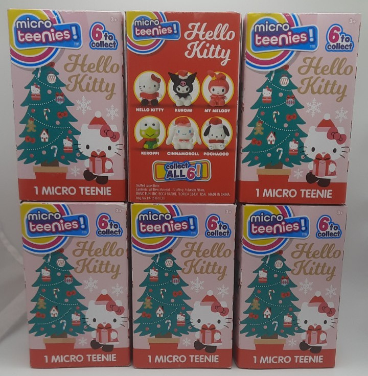 Hello Kitty 6 MICRO TEENIES Holiday 3&Prime; Mini Plush Mystery Figures SEALED