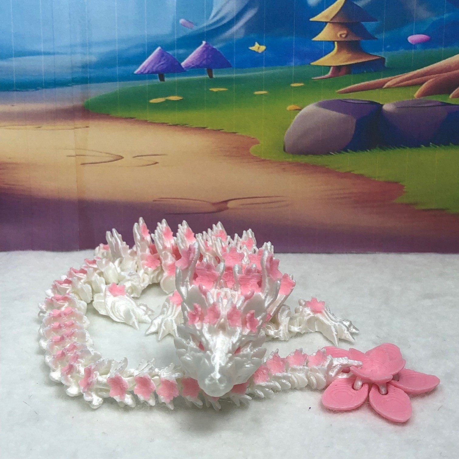 Cherry Blossom Dragon with Dragon Egg, 3D Printed Articulated Dragon Fidget Toy