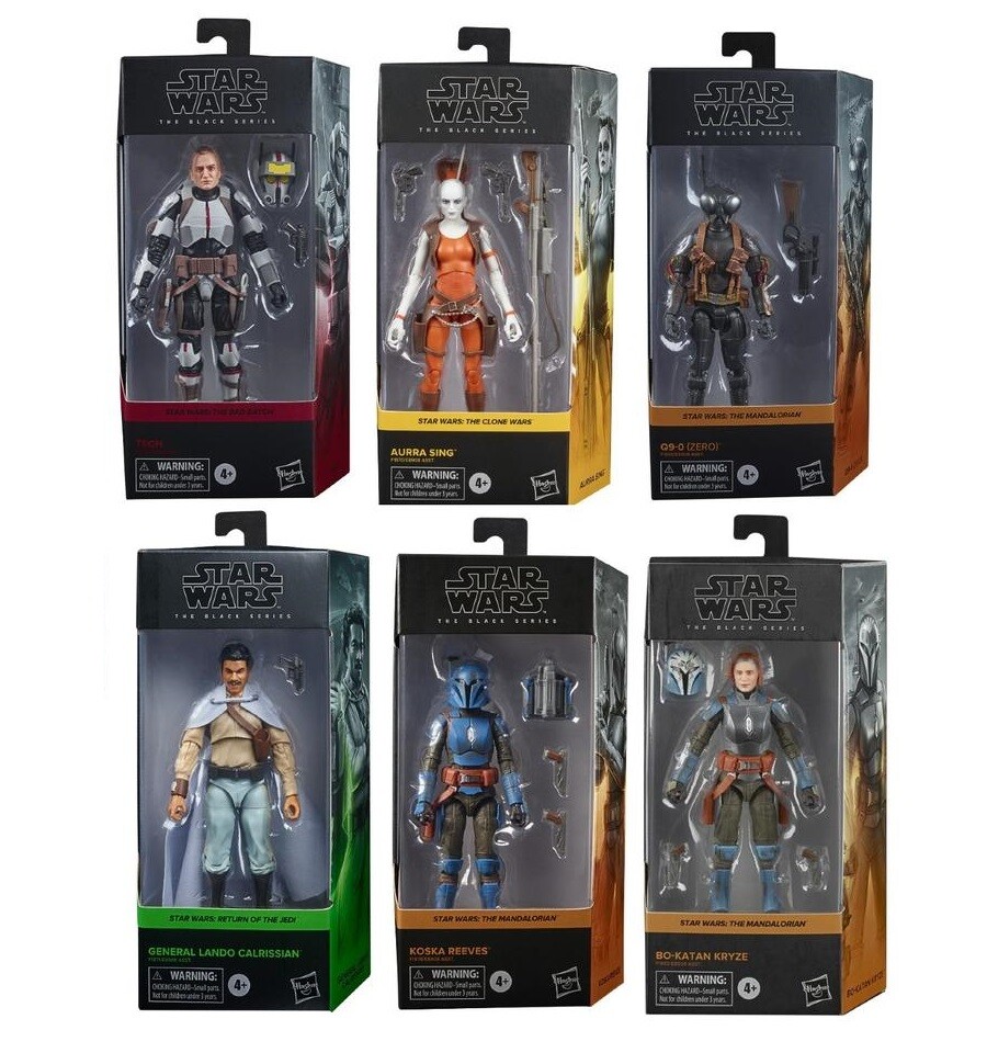 STAR WARS THE BLACK SERIES AURRA SING,KOSKA REEVES,TECH,Q9-0 6&Prime; FIGURE SET WAVE