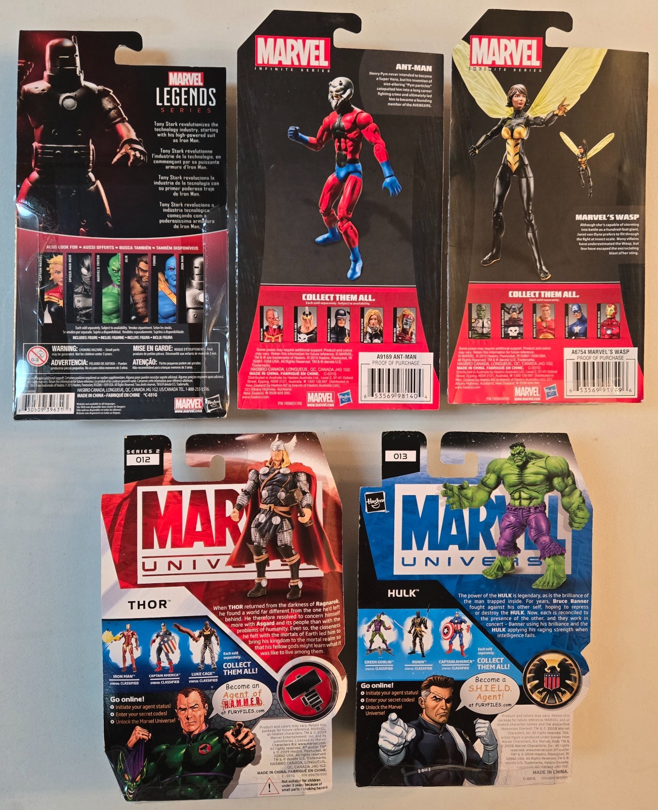 Marvel Figure 3.75&Prime; Original Avengers Iron Man Thor Ant-Man Wasp Hulk