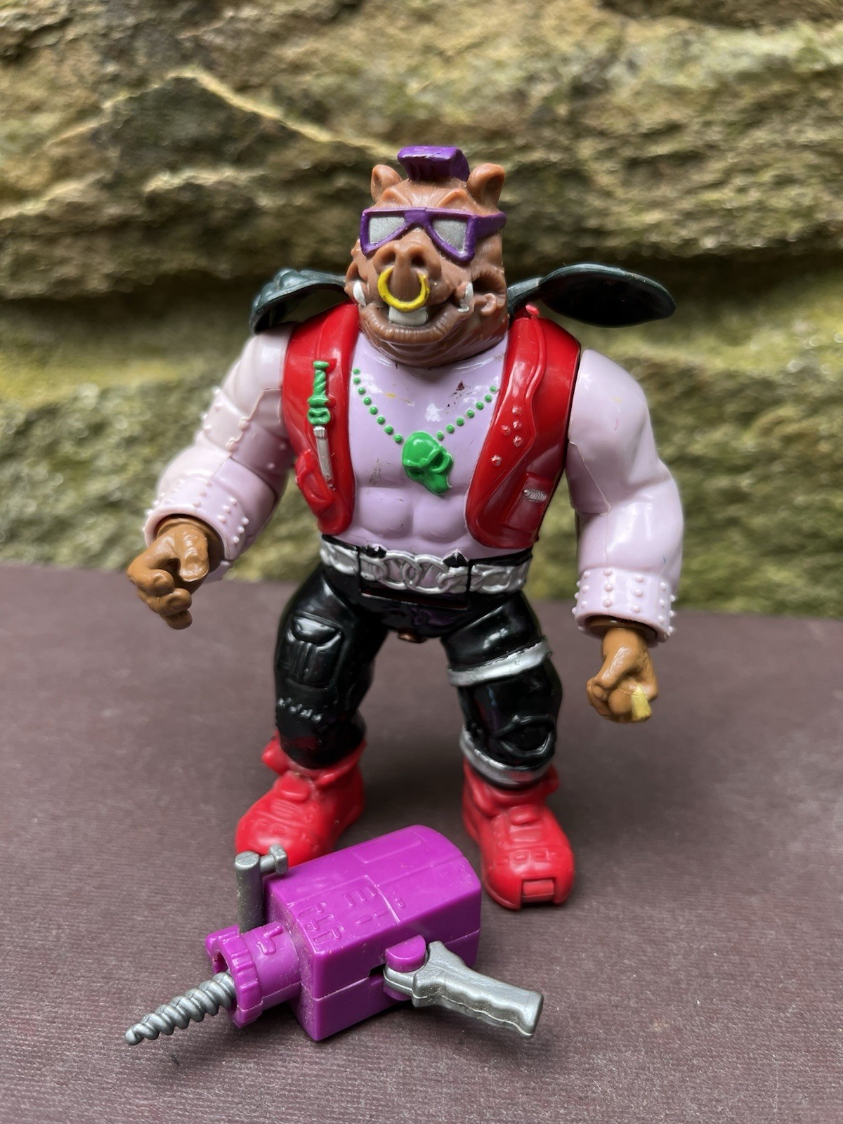 Vintage 1992 TMNT Ninja Turtles Figure Mutatin Bebop Figure w Drill Accessory
