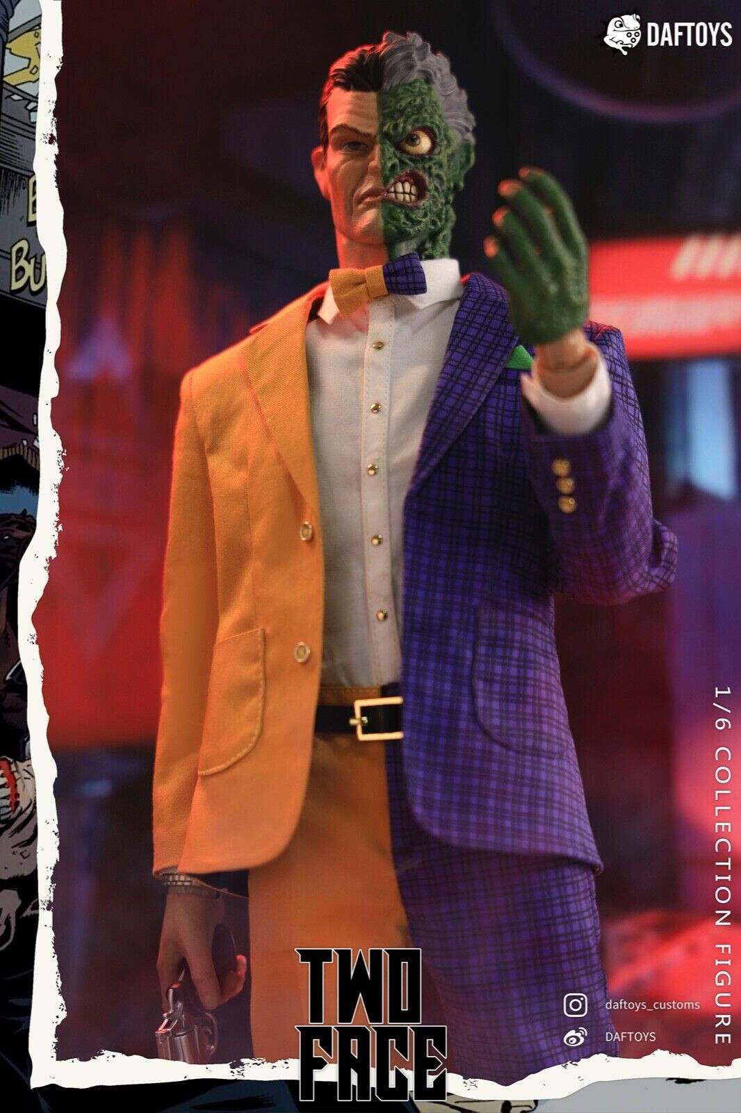 DAFTOYS DC COMICS TWO-FACE 12&Prime; 1/6 ACTION FIGURE BATMAN HARVEY DENT IN HAND *US*