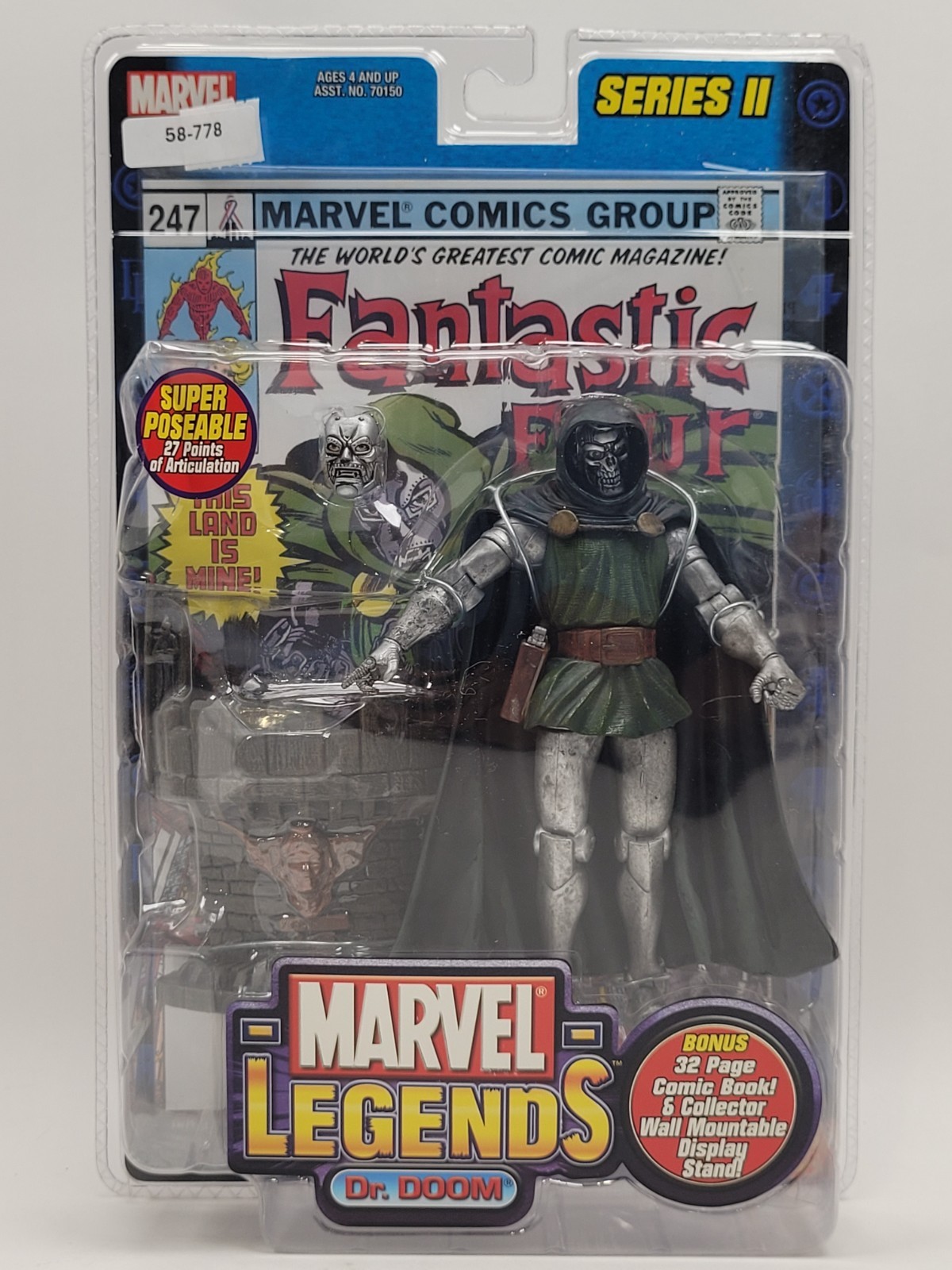 DR DOOM MARVEL LEGENDS ACTION FIGURE + FANTASTIC FOUR COMIC BOOK SERIES II 2002