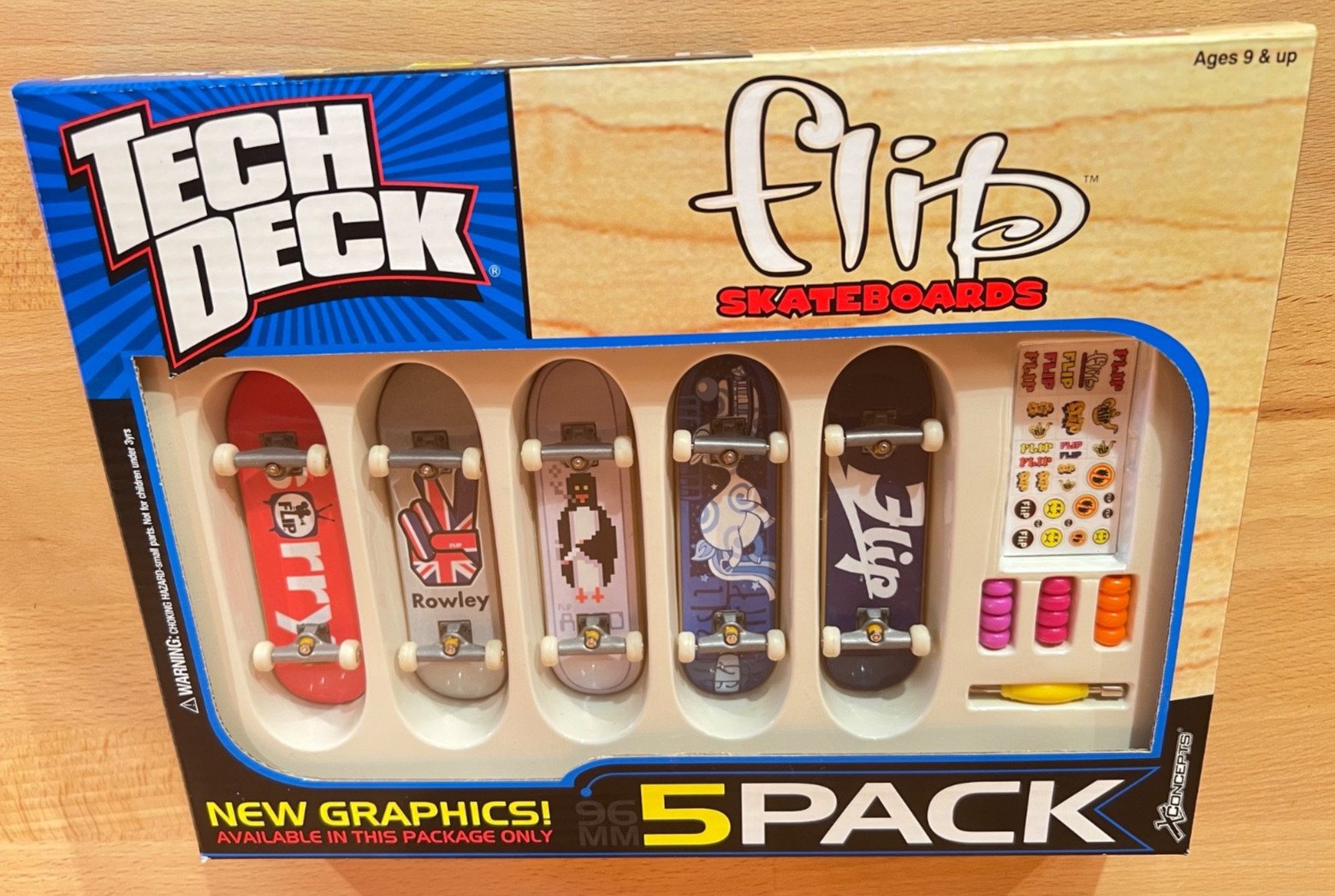 2002 Tech Deck FLIP Skateboards 5 Pack Fingerboards Geoff Rowley EXCLUSIVE ART