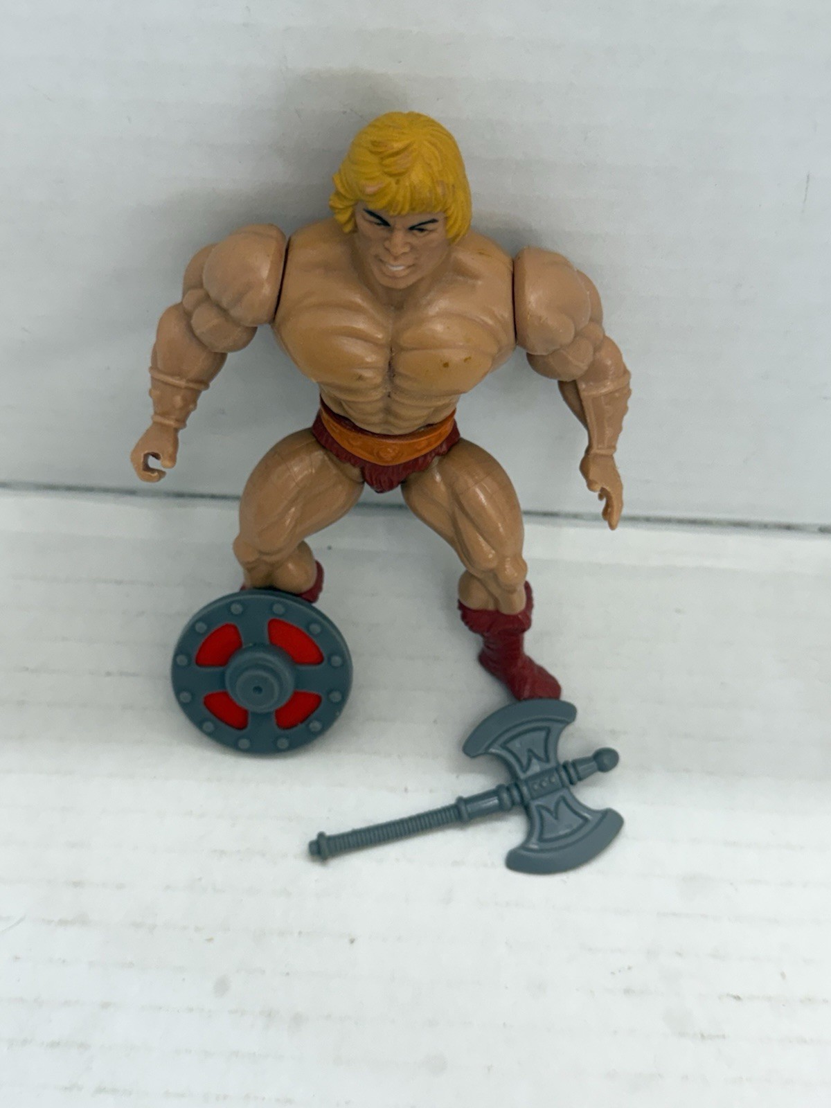 VTG Masters Of The Universe He-Man Figure Mattel 1981 Soft Head weapon shield