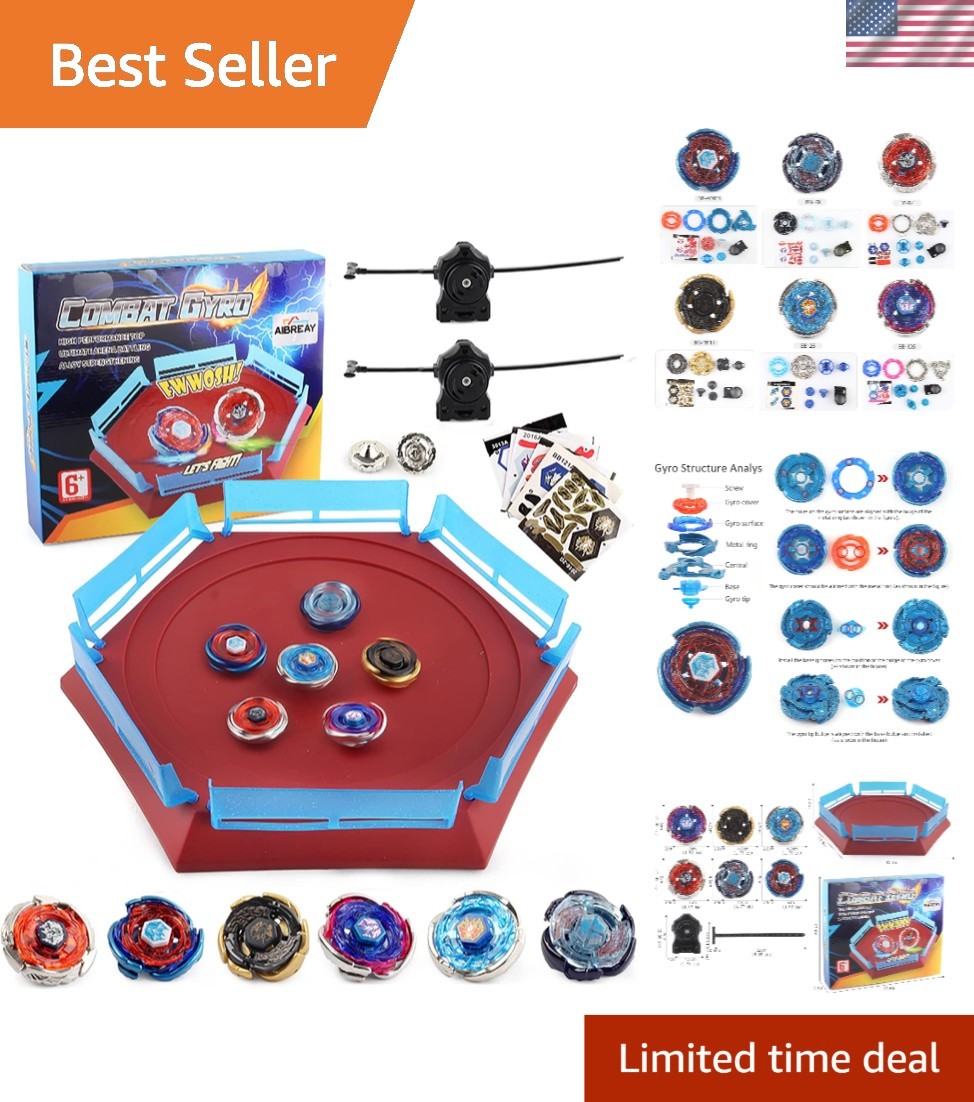 6 Durable Metal Spinning Tops with Launchers – Engaging Battle Arena for Kids