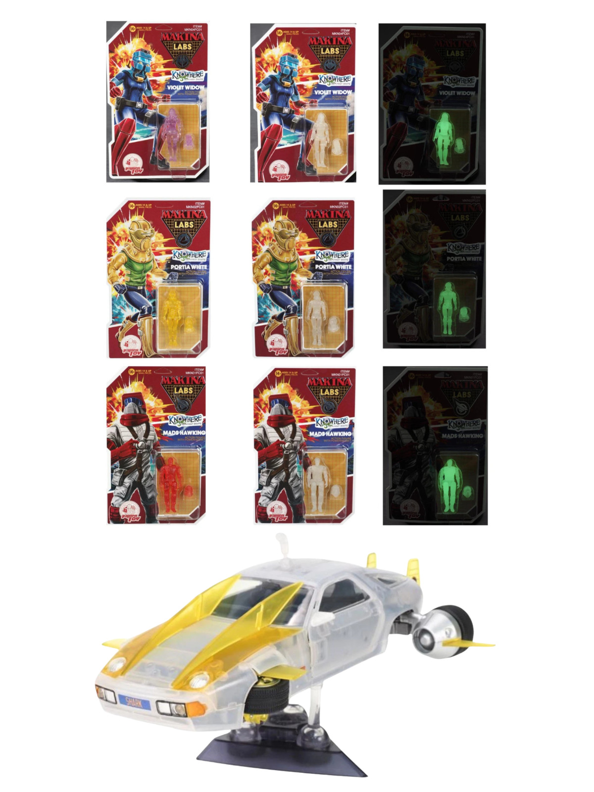 BUNDLE The Shark (Clear) + 6 Ramen Toy NYCC Exclusive MAKINA LABS LE