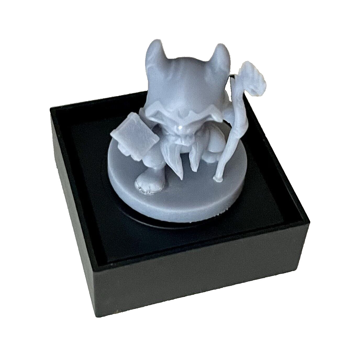 3D Printed Miniature Minis with Plastic Dome Fantasy Cosplay Warrior Gray Resin