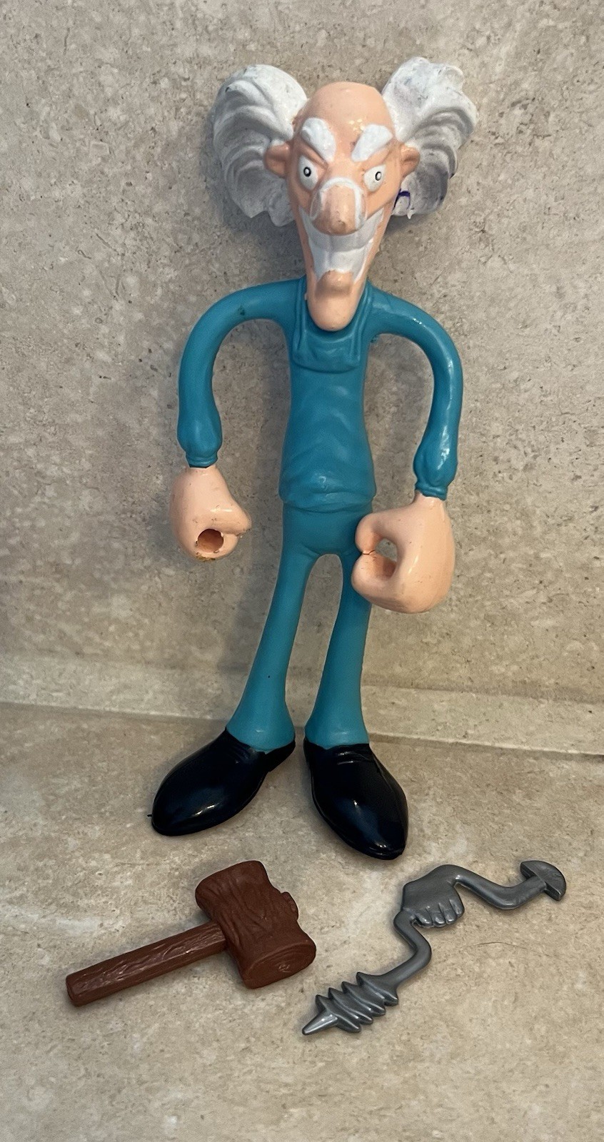 Vintage Arco Mad Scientist Bendable Figure With Accessories Mattel As Is