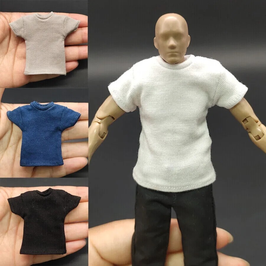 1/12 Scale Male Soldier T-Shirt Short Sleeve Clothes Model For Action Figure 6&Prime;