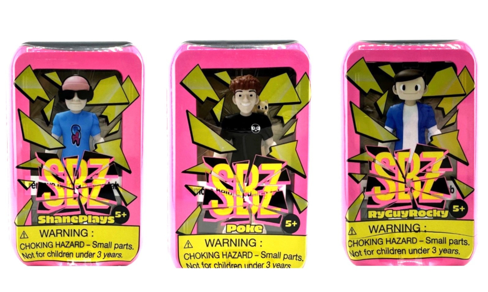 ScreenBreakz Gamerz Collectible Figure Poke, ShanePlays & RyGuyRocky – Lot of 3