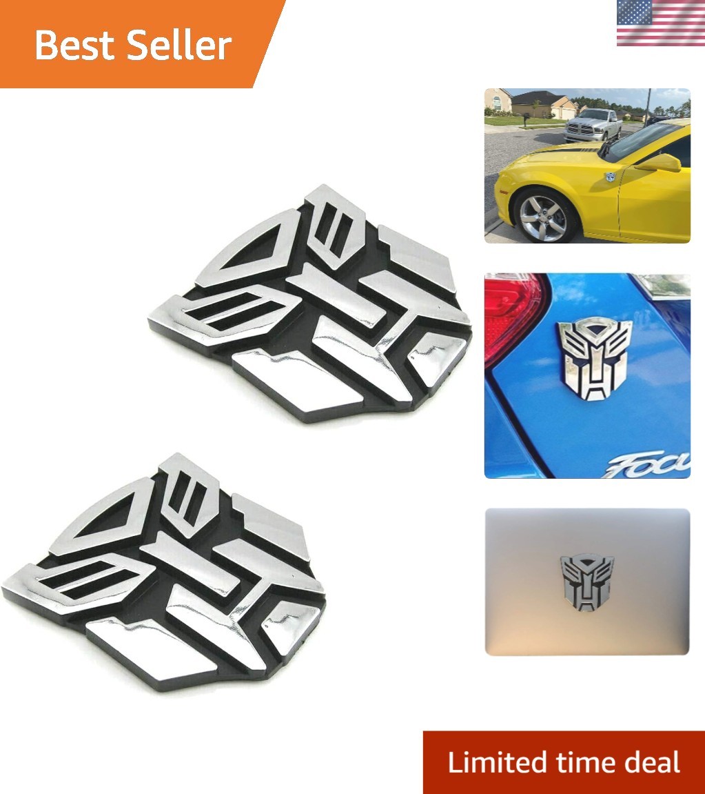 2 PCS in Set Transformers Emblem – 3&Prime; Tall for Car Autobot Sticker Pair Chrom…