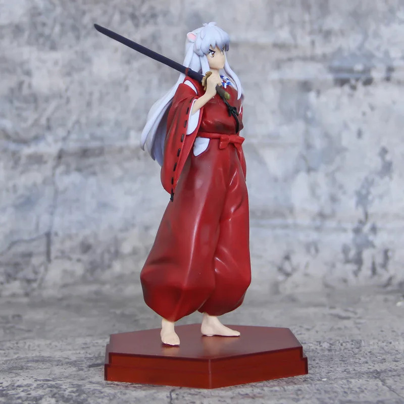 20cm Inuyasha Anime Figure Standing Pose White Black Hair Collectible Statue