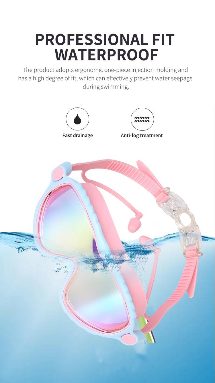 Kids Swimming Goggles (3-15 Years) – Big Frame HD View, Anti-Fog, No-Leak