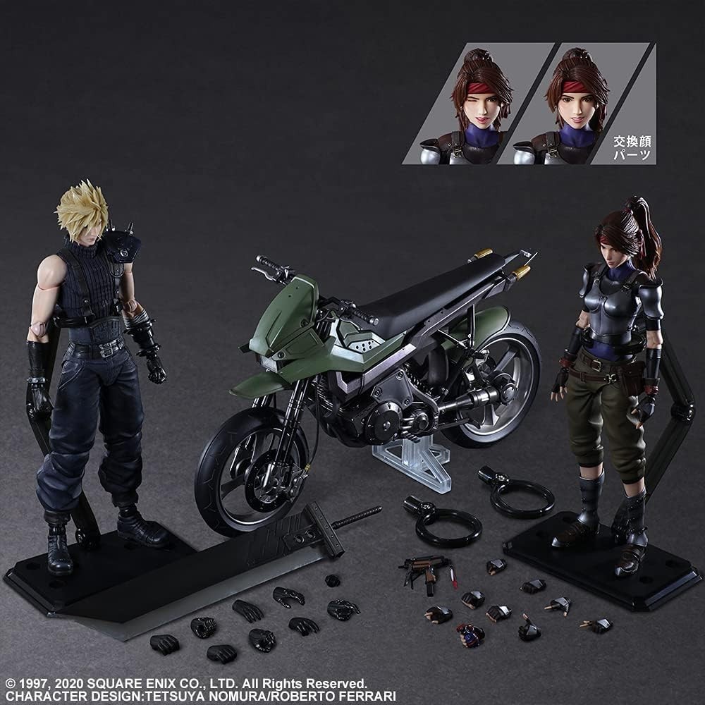Play Arts Kai Final Fantasy VII Remake Jessie, Cloud, Motorcycle Set