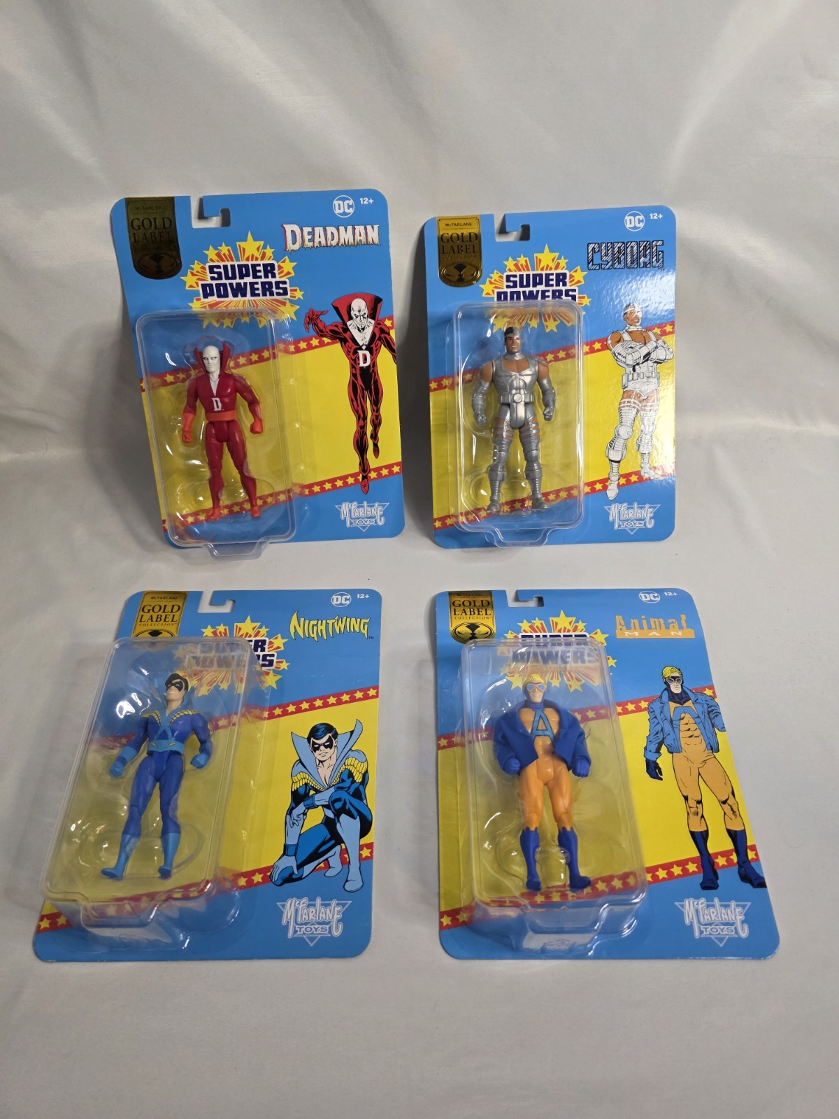DC Super Powers McFarlane Set 4 Gold Label Cyborg, Deadman & Animal Wave 11 Wear