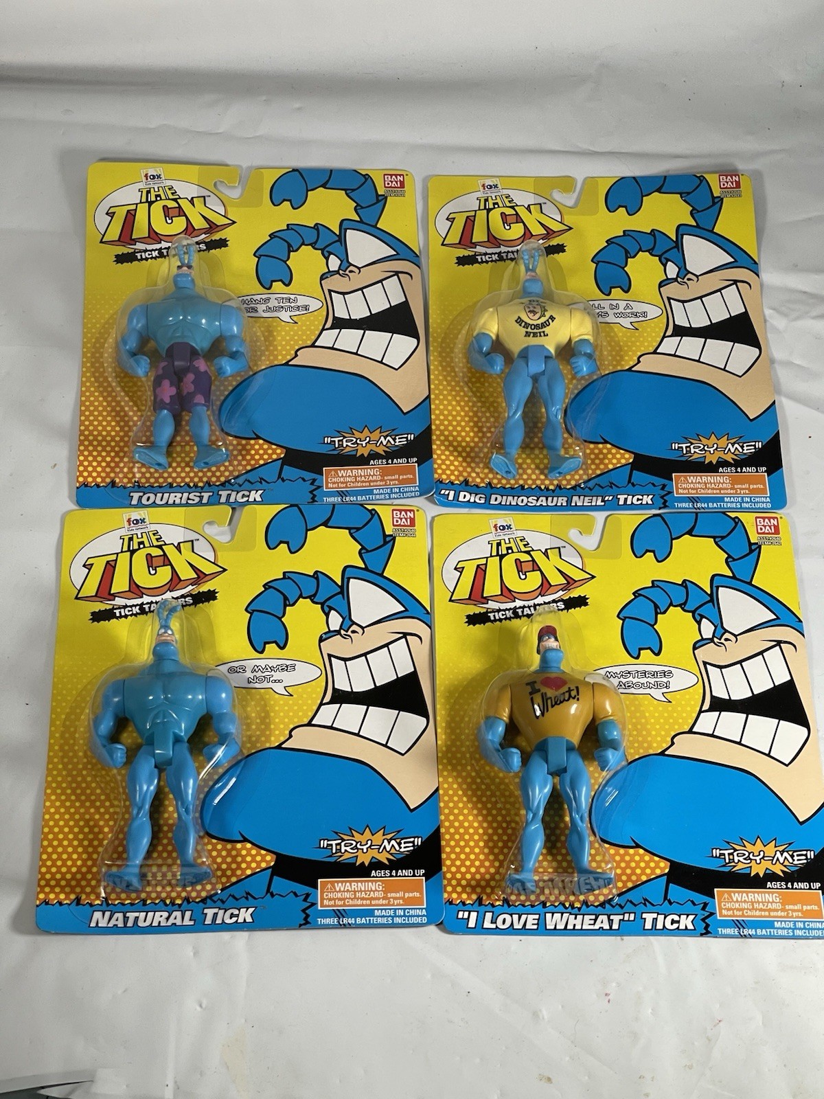 1995 The Tick Talkers Action Figure Ban Dai set of 4 Tourist Wheat Neil Natural