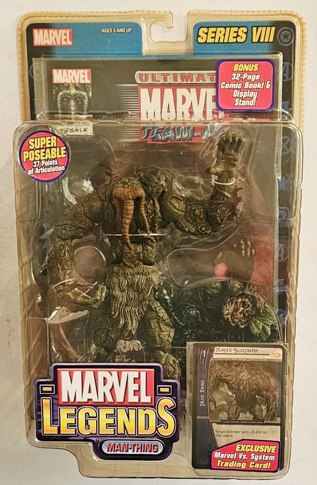 TOY BIZ MARVEL LEGENDS SERIES VIII 8 MAN-THING FIGURE with COMIC BOOK & STAND