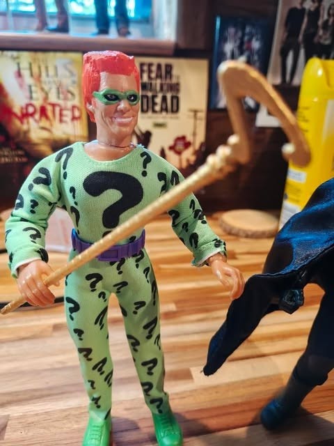 Custom Batman and Riddler 8 inch figures built on Mego body parts