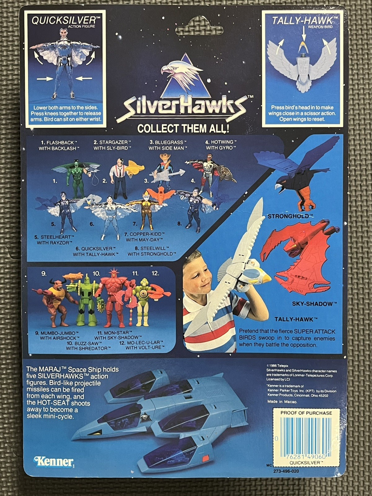 SilverHawks Quicksilver Tallyhawk Figure, Vintage 1986, New! MOC!